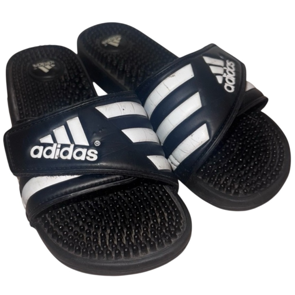 Adidas Black and White Slides Sandals - Women’s 6